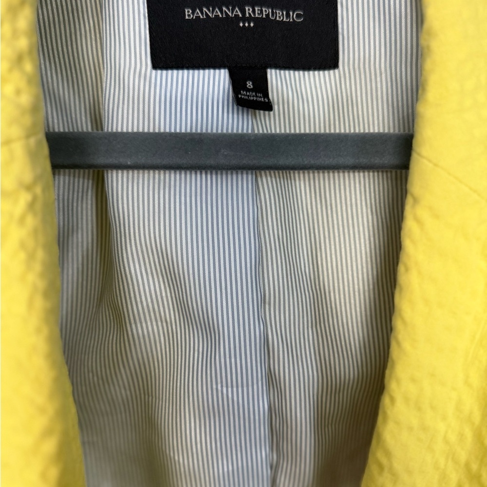 Banana Republic SeerSucker Double Breasted Vibrant Yellow Women's Blazer - Picture 2 of 3